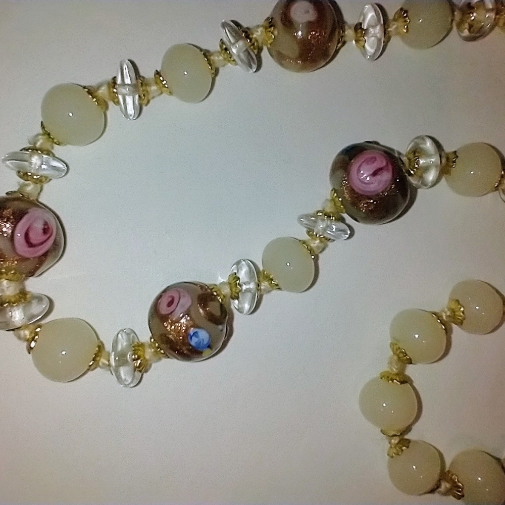 Venetian Murano Wedding Cake Beaded Necklace